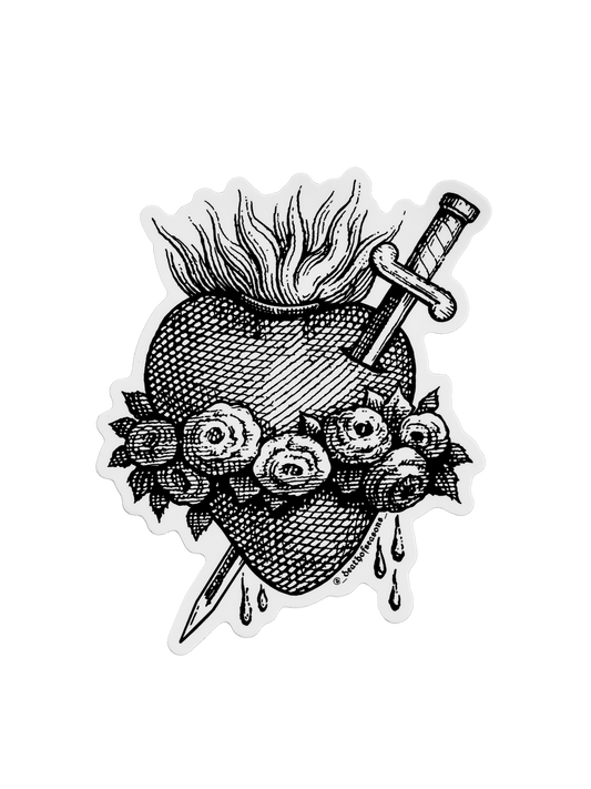 Sacred Heart Sword & Roses Sticker