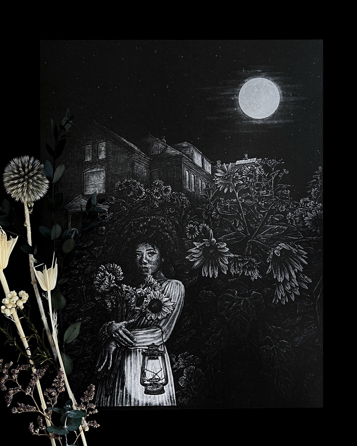 Moonlight Sunflowers 8.5x11 Print