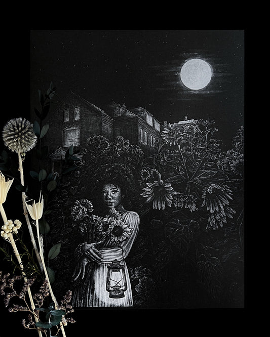 Moonlight Sunflowers 8.5x11 Print