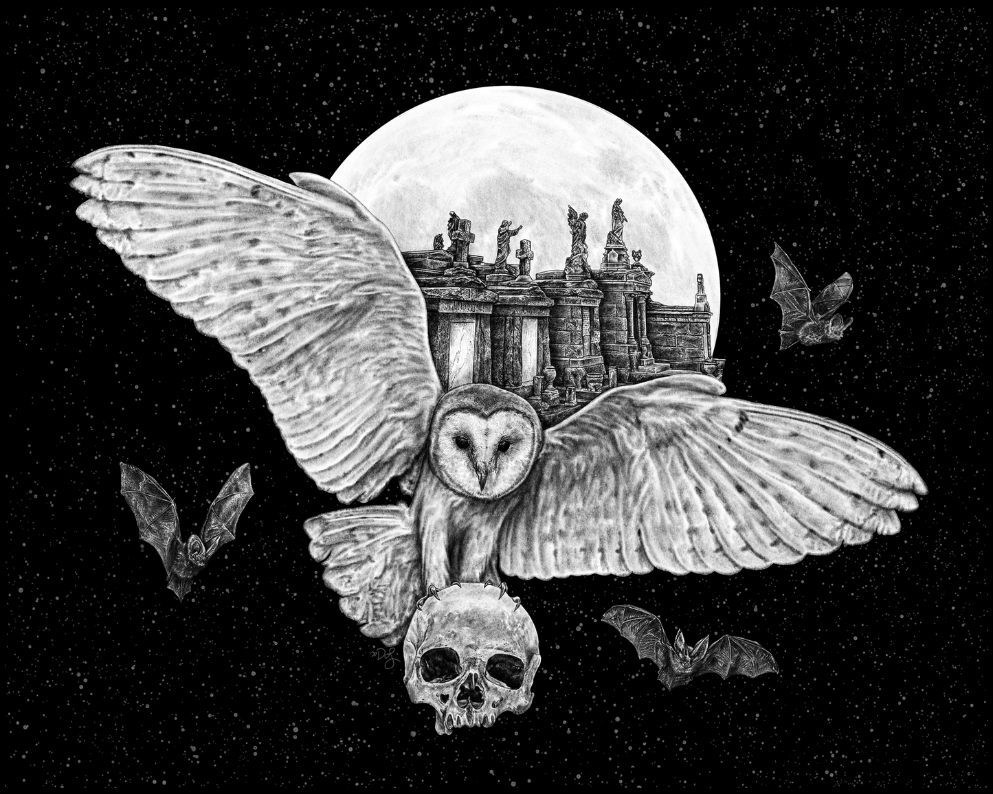 Cemetery Barn Owl 8x10 Print