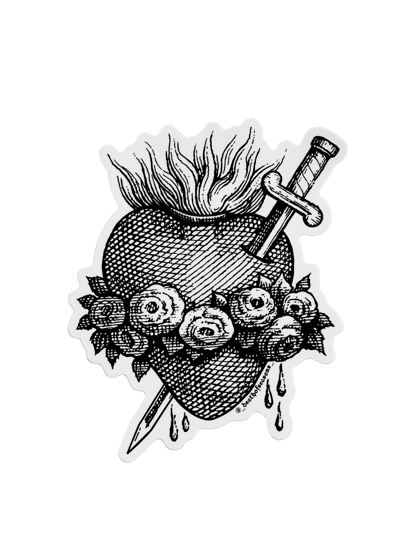 Sacred Heart Sword & Roses Sticker